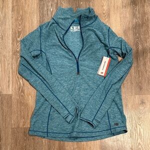 New Balance Teal Blue Marled Half-Zip Pullover